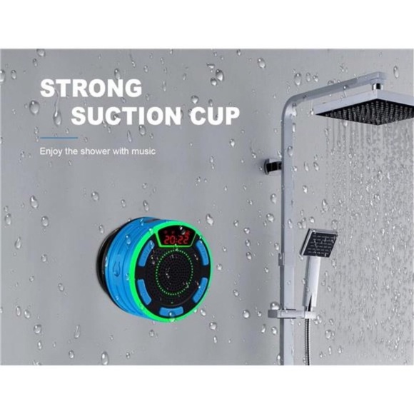 Bluetooth Shower Speaker,IPX7 Waterproof Wireless Portable Speaker with LEDLight - Picture 3 of 8